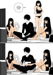 tied_to_twins, kusujinn, 1boy, 3girls, asian_female
