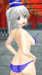 mononobe_no_futo, touhou, hati_yukkuri_mmd, back, bikini