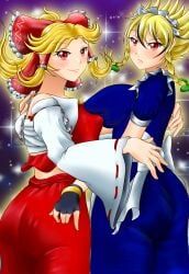 reimu_hakurei, sakuya_izayoi, sonic_(series), touhou, touhou_project
