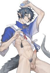 zuo_le_(arknights), arknights, fffff0_0, 1boy, abs