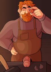 clint_(stardew_valley), stardew_valley, baraboy, 1boy, anvil