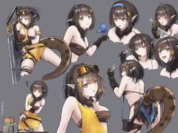 eunectes_(arknights), arknights, 1girl, :p, ?