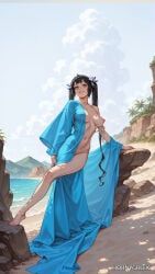 hestia_(danmachi), dungeon_ni_deai_wo_motomeru_no_wa_machigatteiru_darou_ka, horny_greek, 1girl, beach