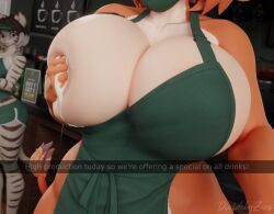 alyia_(dividebyzero), dividebyzero, 2girls, apron, apron_only