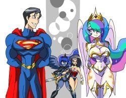 clark_kent, diana_of_themyscira, diana_prince, princess_celestia, princess_celestia_(eg)