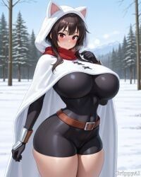 megumin, grippyai, 1girl, black_dress, brown_hair