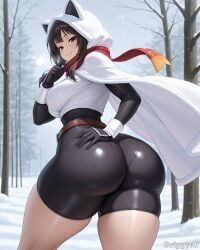 megumin, grippyai, 1girl, ass_focus, black_dress