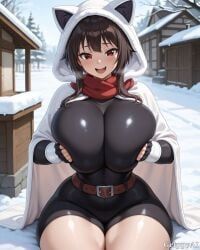 megumin, grippyai, 1girl, black_dress, brown_hair