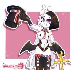 fan_character, walrusdin3, anthro, bat_wings, belly_tattoo