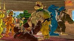 bowser, donkey_kong, funky_kong, hammer_bros., kludge