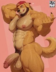 abyssyzzz, abs, anthro, arm_behind_head, blue_eyes