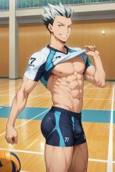 bokuto_koutarou, haikyuu!!, abs, bulge, bulge_through_clothing