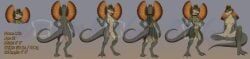 3_toes, agamid, anthro, areola, black_eyebrows