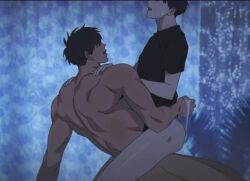 2boys, black_hair, gay, naked, naked_male