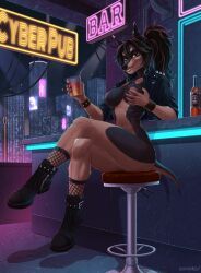 seraphimka_(artist), alcohol, alcohol_bottle, anthro, areola