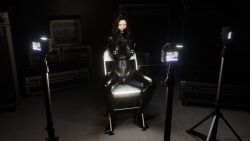 lady_x_(osimai), original_character, osimai, arms_behind_back, black_bodysuit