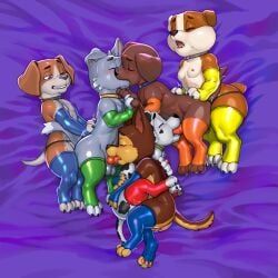 chase_(paw_patrol), marshall_(paw_patrol), rocky_(paw_patrol), rubble_(paw_patrol), zuma_(paw_patrol)