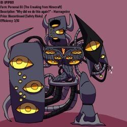 the_creaking_(minecraft), minecraft, cloak_trauma, 1girls, asymmetrical_arms