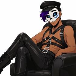 far_fetched, 1boy, bl, blue_hair, dark-skinned_male
