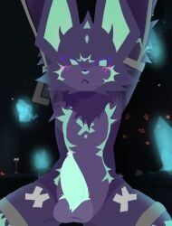 sinox_(kaiju_paradise), kaiju_paradise, annoyed_expression, blue_cock, blue_eyes