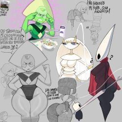 garnet_(steven_universe), hornet_(hollow_knight), peridot_(steven_universe), pheromosa, hollow_knight