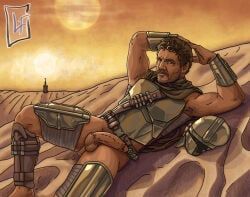 pedro_pascal, star_wars, the_mandalorian, lavenderfantasyart, 1boy