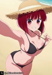 arima_kana, oshi_no_ko, 1girls, beach, big_ass