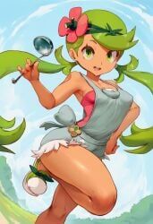 mallow_(pokemon), pokemon, pokemon_sm, 1girl, brown_skin