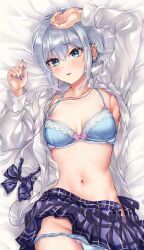 otomore_(shashaki), original, shashaki, arm_above_head, blue_bow
