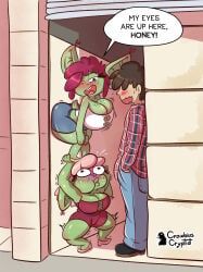 crowbius_cryptid, 1boy, 1boy2girls, 2girls, 2girls1boy