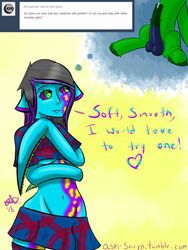 fan_character, saryn, kirathesavor, black_hair, blue_skin