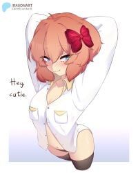 sayori_(doki_doki_literature_club), doki_doki_literature_club, raionart, big_breasts, flirting