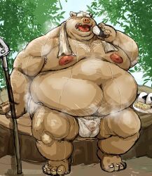 kotobuki, anthro, asian_clothing, belly, big_belly