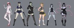 kate_(tarakanovich), original, tarakanovich, 6+girls, baton_(weapon)