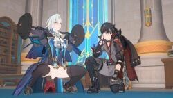 neuvillette_(genshin_impact), wriothesley_(genshin_impact), genshin_impact, kiryuma, 2boys