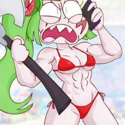 vannamelon, vannamelon_(copyright), abs, angry, axe