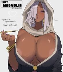lady_magnolia_(trickstaboy), ohasi, 1girls, big_breasts, dark-skinned_female