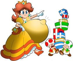 green_toad, princess_daisy, red_toad, toad_(mario), mario_(series)
