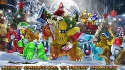 blue_yoshi, boom_boom_(mario), bowser, brown_yoshi, cyan_yoshi