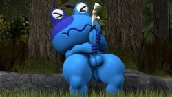 jeremiah_(animal_crossing), animal_crossing, amphibian, blue_body, blue_nipples