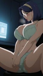 sakurai_chisa, lingeries_office, about_to_masturbate, breast_squeeze, computer
