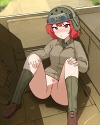 war_thunder, daebom, blush, no_underwear, pubic_hair