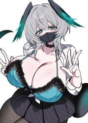 ho'olheyak_(arknights), arknights, 1girl, alternate_breast_size_(larger), aqua_eyes