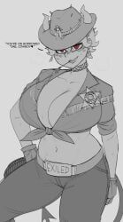 beelzebub_(helltaker), helltaker, krekk0v, 1girls, badge