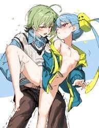 astral_party, shiro_wa_(shiroshironix), 1boy, 1girl, ahoge