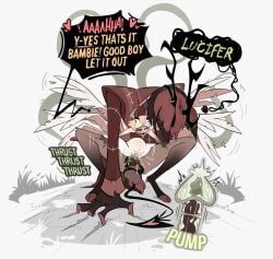 alastor_(hazbin_hotel), lucifer_morningstar_(hazbin_hotel), hazbin_hotel, craxkers, 1boy