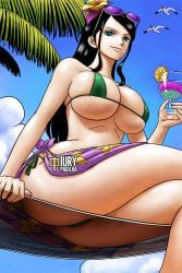 nico_robin, iury_padilha, artist_logo, bikini, blue_eyes