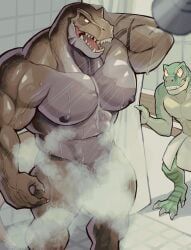 k0bit0wani, abs, anthro, barazoku, bathing