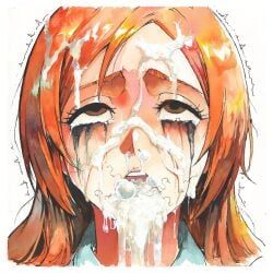 inoue_orihime, bleach, priestofart, 1girls, ahe_gao