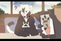 ereki_kagami, munkeesgomu, 5_fingers, anthro, black_clothing